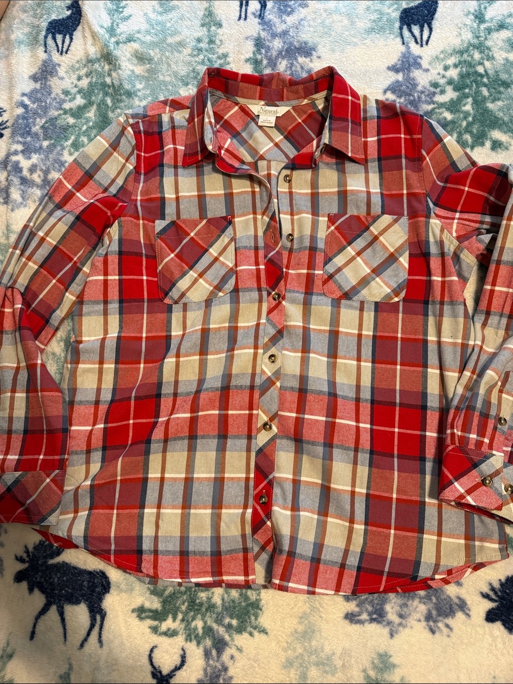 Natural Reflections Red Plaid Button-Down Shirt